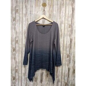 Torrid Sweater Blue Ombre Asymmetric Shark Bite Hem Scoop Neck Size 2 / 2X